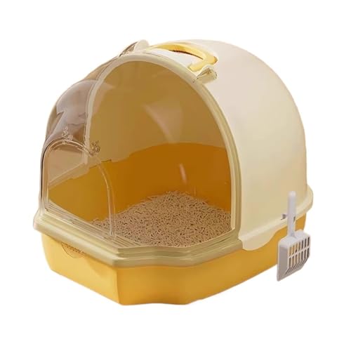 Katzentoilette, komplett geschlossene Katzentoilette mit Tür, große Katzentoilette, Toilette mit Spritzschutz, Katzentoiletten for Kätzchen, Heimtierbedarf(Yellow) von Linmeas-753