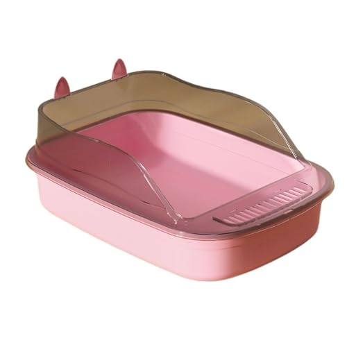 Katzentoilette – Katzentoilette mit hohen Seitenwänden, große Katzentoilette, Katzentoilette for den Innenbereich, Toilettenzubehör for Haustiere, antihaftbeschichtet, leicht zu reinigen(Pink) von Linmeas-753