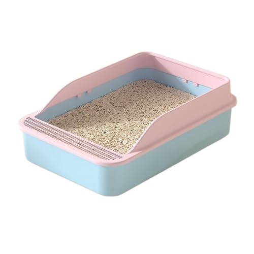 Katzentoilette mit offener Oberseite und hohem Rand, abnehmbares Katzenreinigungsbecken, Katzentoilette mit Schaufel, Katzenreinigungsbadebecken aus Kunststoff for Katzen und kleine Hunde(Pink) von Linmeas-753