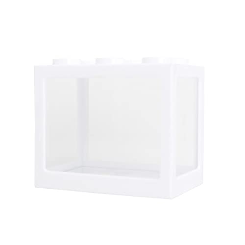 Linmeas-753 Aquarium Mini-Fischtank Reptil Haustier stapelbar Aquarium Kreative Baustein Fischzylinder Landschaft Meerwe for Bürodekoration Goldfischbecken (Color : White) von Linmeas-753