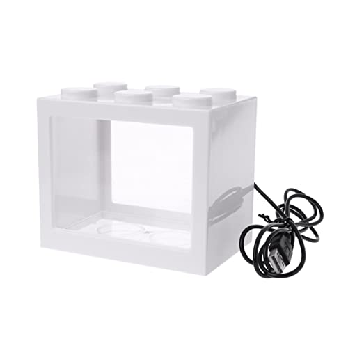 Linmeas-753 Aquarium USB Mini-Aquarium-Fischtank mit LED Leichte Betta Fisch Kampfzylinder Kleiner Fischtank Büro Desktop Dekoration Goldfischbecken (Color : White) von Linmeas-753