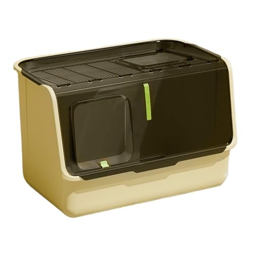 Vollständig geschlossene Katzentoilette, tragbare Haustiertoilette mit viel Platz, Eingang vorne, Ausgang Oben, Katzenreinigungsbadewanne aus Kunststoff for Katzen und kleine Hunde(Yellow) von Linmeas-753