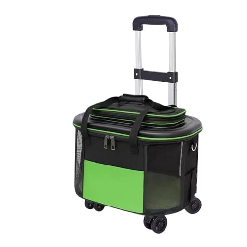 Zusammenklappbarer Kinderwagen mit Rädern, rollende Transportbox for Haustiere, abnehmbare Reisebox mit atmungsaktiven Netzfenstern (Color : Green-A) von Linmeas-753