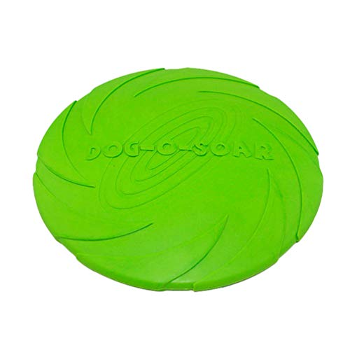 LINNUO Frisbee Hund Gummi Frisbeescheibe Puppy Wurfscheibe Outdoor Training Hundespielzeug Sicher und Ungiftig Hund Scheibe Welpen IQ Training Spielen (Grün,L) von Linnuo