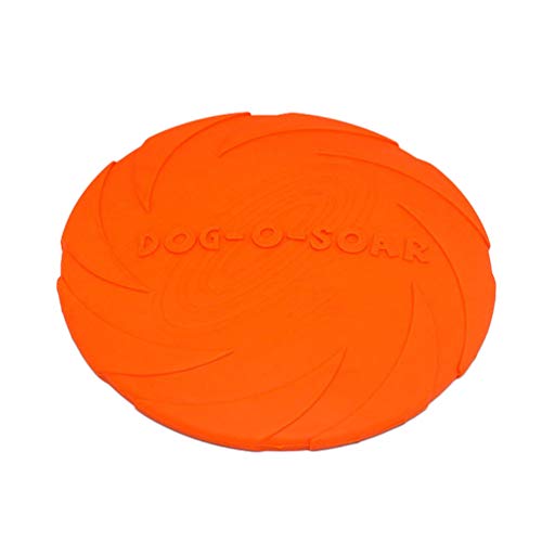 LINNUO Frisbee Hund Gummi Frisbeescheibe Puppy Wurfscheibe Outdoor Training Hundespielzeug Sicher und Ungiftig Hund Scheibe Welpen IQ Training Spielen (Orange,M) von Linnuo