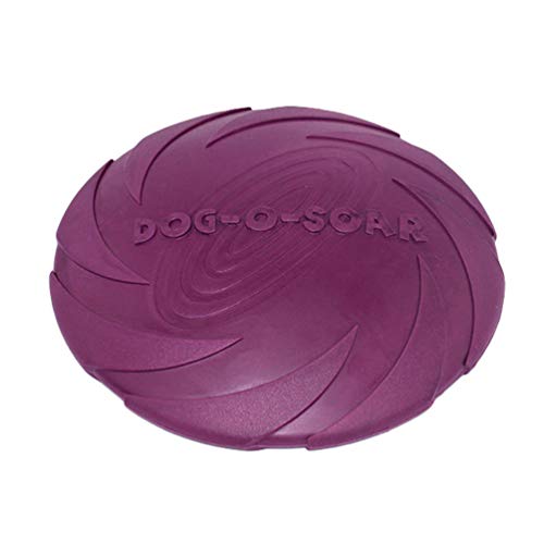 LINNUO Frisbee Hund Gummi Frisbeescheibe Puppy Wurfscheibe Outdoor Training Hundespielzeug Sicher und Ungiftig Hund Scheibe Welpen IQ Training Spielen (Violett,M) von Linnuo