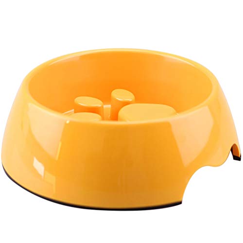 LINNUO Hundenapf Katzennapf Anti-Ketting Interaktiver Napf Futterschüssel Hundespielzeug Napf die Langsame Fütterung Slow Feed Bowls (Gelb,L) von Linnuo