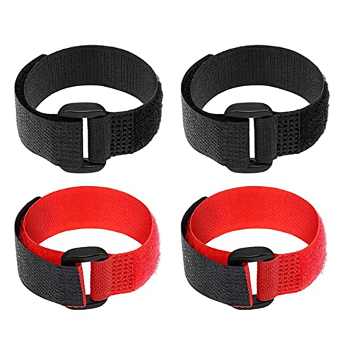 4 Stück Hahnenhalsband No-Crow Hühner Halsband Verstellbarer Anti-Haken Hahnkragen Nackenband Hals Nylon Gürtel - Reduziert Hühner Vom Schreien Störende Nachbarn Hühnerhalsband Schwarz, Rot 2X20CM von Linsition