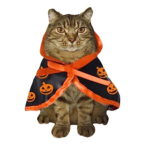 Linsition Halloween-Hundekleidung - Kätzchen Cosplay Kostüme,Hundekleidung in Umhangform mit Fledermausmuster. Verleihen Sie Halloween-Atmosphäre mit Kürbismuster für Kaninchen, Hunde und Katzen von Linsition