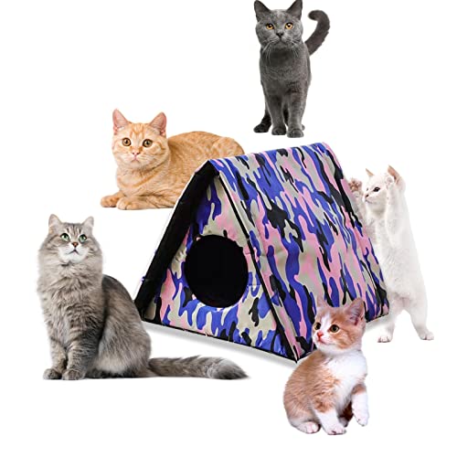 Linsition Katzenhaus im Freien,wasserdichte Katzenhäuser für Katzen im Freien | Faltbares Haustierhaus im Freien, Katzenhauszelt für kleine Katzen und Hunde im Winter von Linsition