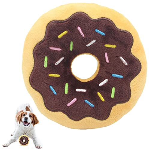 Linsition Plüsch Squeaky Donut für Haustier,Gefüllte Donut-Beißspielzeuge für Hunde | Quietschende Spielzeuge in Donut-Form für Hundewelpen, quietschendes Spielzeug zum Kauen von Haustieren von Linsition