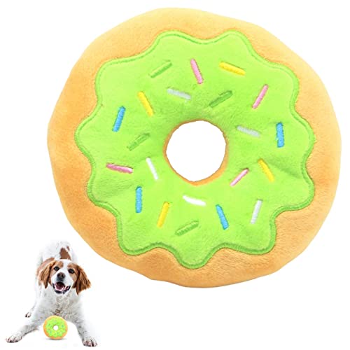 Linsition Quietschender Plüsch Donut für Hunde | Gefüllte Donut-Beißspielzeuge für Hunde,Quietschende Spielzeuge in Donut-Form für Hundewelpen, quietschendes Spielzeug zum Kauen von Haustieren von Linsition