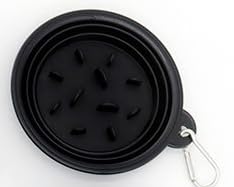 Haustiernapf, tragbar, Anti-Würgen, faltbar, aus Silikon, for langsames Essen, for Reisen, Getränke, Futternapf, Schüssel mit Schnalle (Color : Black) von Linsomo