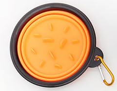 Haustiernapf, tragbar, Anti-Würgen, faltbar, aus Silikon, for langsames Essen, for Reisen, Getränke, Futternapf, Schüssel mit Schnalle (Color : Orange) von Linsomo