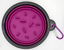 Haustiernapf, tragbar, Anti-Würgen, faltbar, aus Silikon, for langsames Essen, for Reisen, Getränke, Futternapf, Schüssel mit Schnalle (Color : Purple) von Linsomo