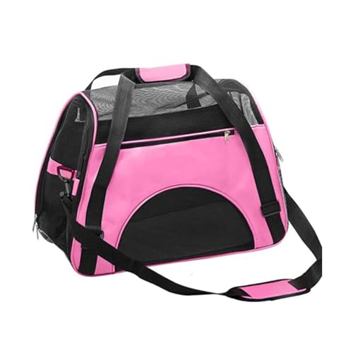 Linsomo Katzentasche, vierseitig, atmungsaktives Mesh-Haustiertasche, leicht zu tragen, Schulter-Reisetasche, Umhängetasche, Handtasche, Auto-Katzentasche (Color : Pink) von Linsomo