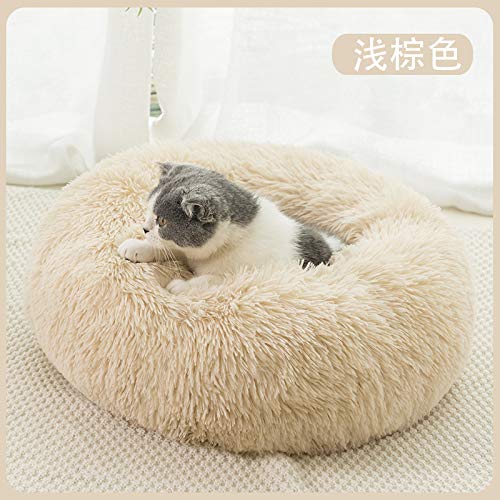 Zwinger Haustier Katze Hund Bett Plüsch Runde Verdickte Matte Winter Warm Tief Schlaf Leicht Zu Reinigen Schlaf Liefert Hohe Qualität 40-50 cm (Color : 1, Size : 50CM) von Linsomo