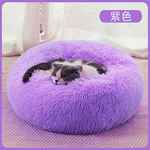 Zwinger Haustier Katze Hund Bett Plüsch Runde Verdickte Matte Winter Warm Tief Schlaf Leicht Zu Reinigen Schlaf Liefert Hohe Qualität 40-50 cm (Color : 14, Size : 40CM) von Linsomo