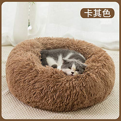 Zwinger Haustier Katze Hund Bett Plüsch Runde Verdickte Matte Winter Warm Tief Schlaf Leicht Zu Reinigen Schlaf Liefert Hohe Qualität 40-50 cm (Color : 3, Size : 40CM) von Linsomo