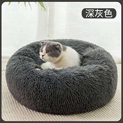 Zwinger Haustier Katze Hund Bett Plüsch Runde Verdickte Matte Winter Warm Tief Schlaf Leicht Zu Reinigen Schlaf Liefert Hohe Qualität 40-50 cm (Color : 6, Size : 50CM) von Linsomo