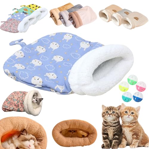 Katzenschlafsack, Schlafsack Katze, Katzen Schlafsack HöHle, Cat Sleeping Bag, Cat Winter Sleeping Bag, SelbstwäRmendes Katzenbett, Soft Cozy Cute Cat Sleeping Bag for Indoor Cats (L,A-Blue) von Liocwocne