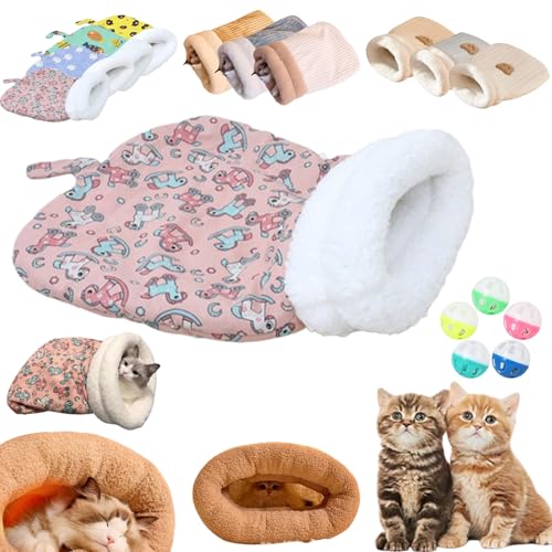 Katzenschlafsack, Schlafsack Katze, Katzen Schlafsack HöHle, Cat Sleeping Bag, Cat Winter Sleeping Bag, SelbstwäRmendes Katzenbett, Soft Cozy Cute Cat Sleeping Bag for Indoor Cats (L,A-Pink) von Liocwocne