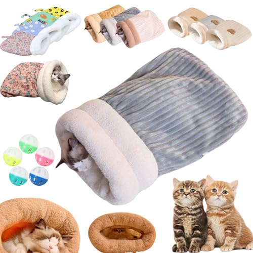 Katzenschlafsack, Schlafsack Katze, Katzen Schlafsack HöHle, Cat Sleeping Bag, Cat Winter Sleeping Bag, SelbstwäRmendes Katzenbett, Soft Cozy Cute Cat Sleeping Bag for Indoor Cats (L,B-Blue) von Liocwocne