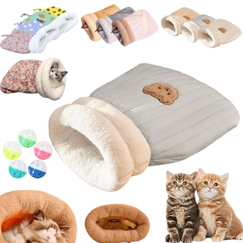 Katzenschlafsack, Schlafsack Katze, Katzen Schlafsack HöHle, Cat Sleeping Bag, Cat Winter Sleeping Bag, SelbstwäRmendes Katzenbett, Soft Cozy Cute Cat Sleeping Bag for Indoor Cats (L,C-Blue) von Liocwocne