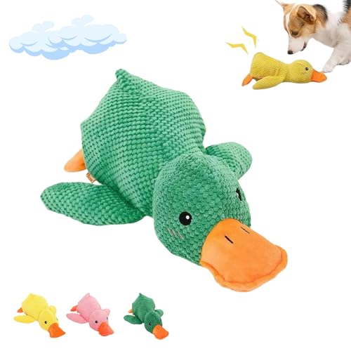 Liocwocne Calming Duck Dog Toy, Mellow Dog Calming Duck, Stress Relief, Soft Plush Yellow Stuffed Duck Dog Chew Toy for Dogs Indoor Puppy(Green) von Liocwocne