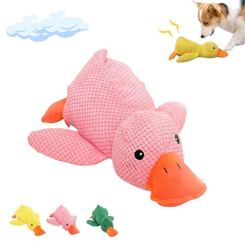 Liocwocne Calming Duck Dog Toy, Mellow Dog Calming Duck, Stress Relief, Soft Plush Yellow Stuffed Duck Dog Chew Toy for Dogs Indoor Puppy(Pink) von Liocwocne