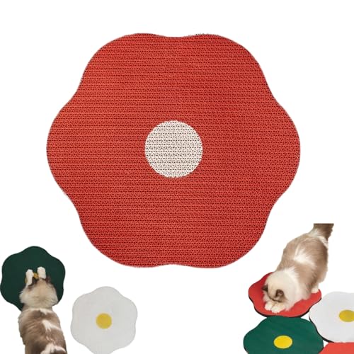 Flower Scratching Pad for Cats on Wall, Cat Wall Scratcher Corrugated Cardboard, CuddlesMeow Flower Scratching Pad, Cat Scratching Mat Furniture Protector (Red Flowers) von Lioncool