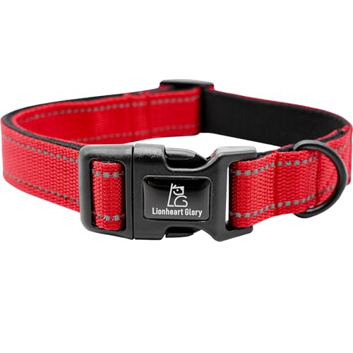 Lionheart glory Hundehalsband, reflektierend, für weibliche und männliche Haustiere, rotes Halsband, Weihnachten, verstellbar, langlebig, weich, klassisches Halsband für große Hunde, Haustiergeschenk von Lionheart glory