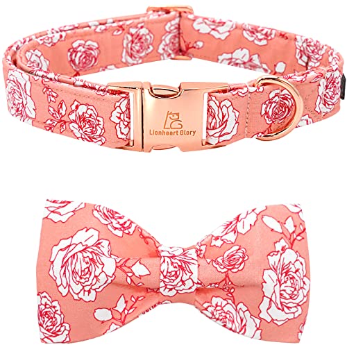 Lionheart glory Hundehalsband Fliege Halsband Valentinstag Hundehalsband für X-kleine Hunde, rosa Hundehalsband mit Fliege Feder Hundehalsband Welpenhalsband Schleifen von Lionheart glory