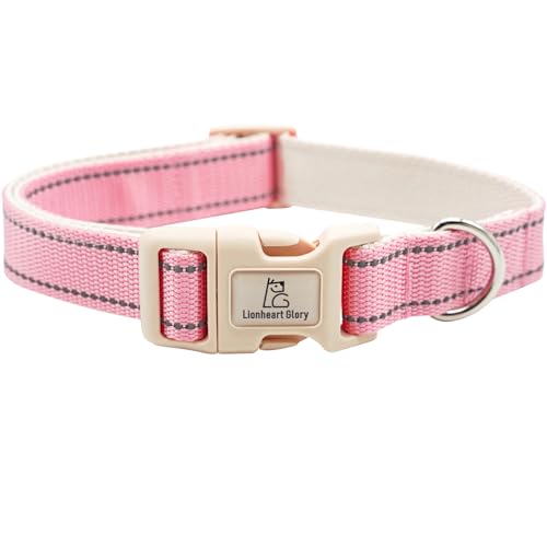 Lionheart glory Hundehalsband Reflektierende Hundehalsbänder Haustierhalsband Rosa Halsband Hund Einstellbar Langlebiges Weiches Klassisches Halsband für kleine Hunde von Lionheart glory