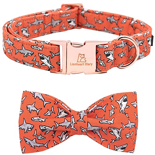 Lionheart glory Hund Bogen Halsband Hai Print Bogen Hundehalsband Mädchen oder Junge Hund Fliege Kragen Haustier Geschenk Einstellbares Hundehalsband für mittleren Hund von Lionheart glory