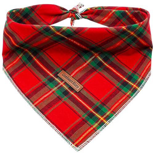 Lionheart glory Hundehalstuch 1 Päckchen waschbar weiche Baumwolle Weihnachten Lätzchen Schal, einstellbar Kerchief Quadratische Hund Halstücher für Groß Hunde Kariert Halstücher von Lionheart glory