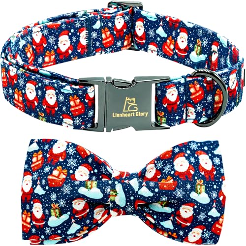 Lionheart glory Hundeschleife Halsband Weihnachten Weihnachtsmann Hundehalsband für mittlere Hunde Einstellbare weiche robuste Mädchen oder Jungen Halsbänder mit Fliege Haustier Halsband Schleifen von Lionheart glory