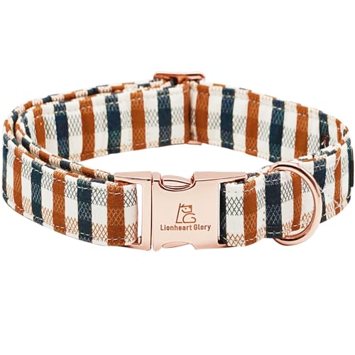 Lionheart glory Plaid Dog Collars Fall Dog Collar Heavy Duty Adjustable Dog Collar for X-Small Puppy Collar Dog Female or Male Dog Collar von Lionheart glory