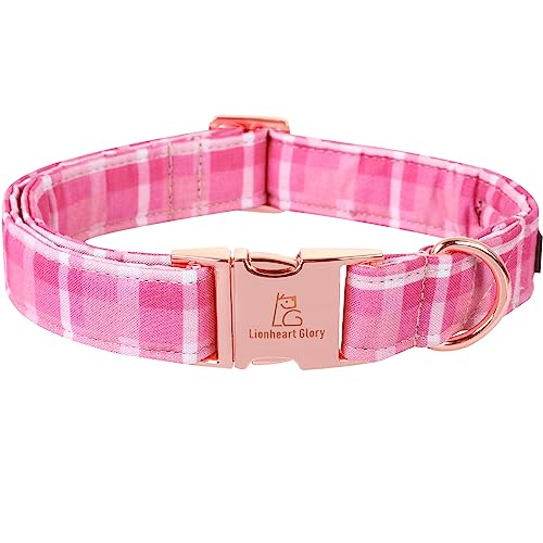 Lionheart glory Rosa Kariertes Hundehalsband, einstellbares haltbares Hundehalsband Haustiergeschenk Mädchenhalsband für Hunde weiche Hundehalsbänder für X-Small von Lionheart glory