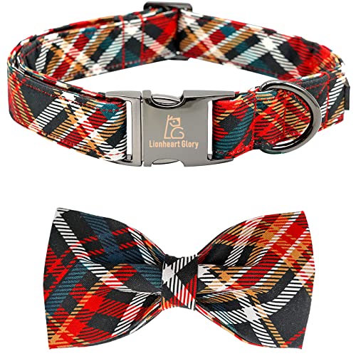 Lionheart glory Weihnachten Hund Bogen Kragen Plaid Schleife Hundehalsband Mädchen oder Junge Hund Fliege Halsband Haustier Geschenk Einstellbar Hundehalsband für Große Hunde von Lionheart glory