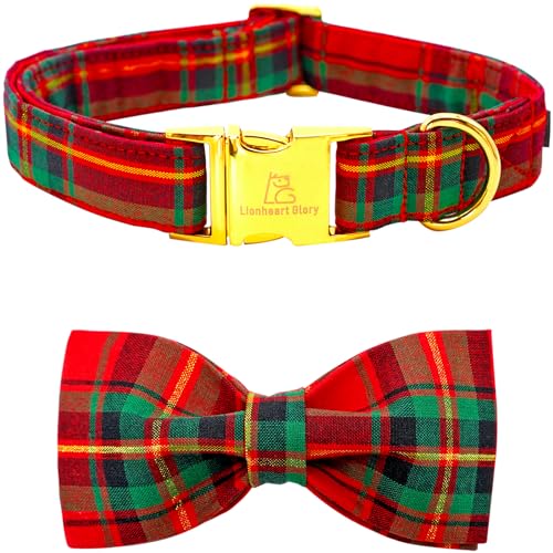 Lionheart glory Weihnachten Plaid Hundehalsband, Hund Schleife Halsband Verstellbar Weich und Bequem Fliege Halsbänder für Kleine Hunde Mädchen oder Junge Haustier Geschenk Herbst Kragen Hund Schleife von Lionheart glory