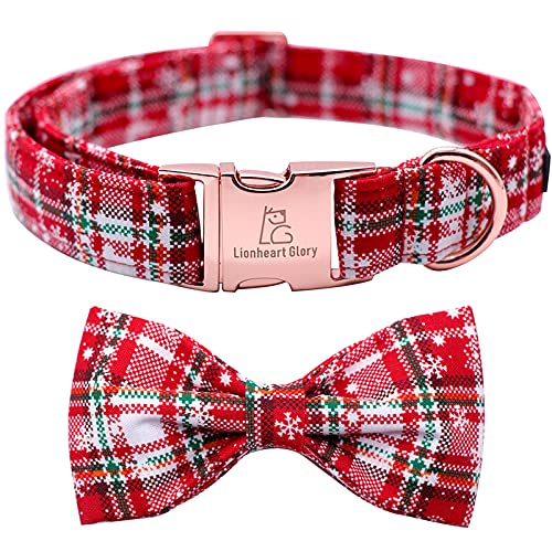 Lionheart glory Weihnachten Plaid Hundehalsband Verstellbares Weiches Hundehalsband mit Fliege, Haustier Geschenk Hundehalsbänder Schleife für Kleine Mittlere Große Hunde von Lionheart glory