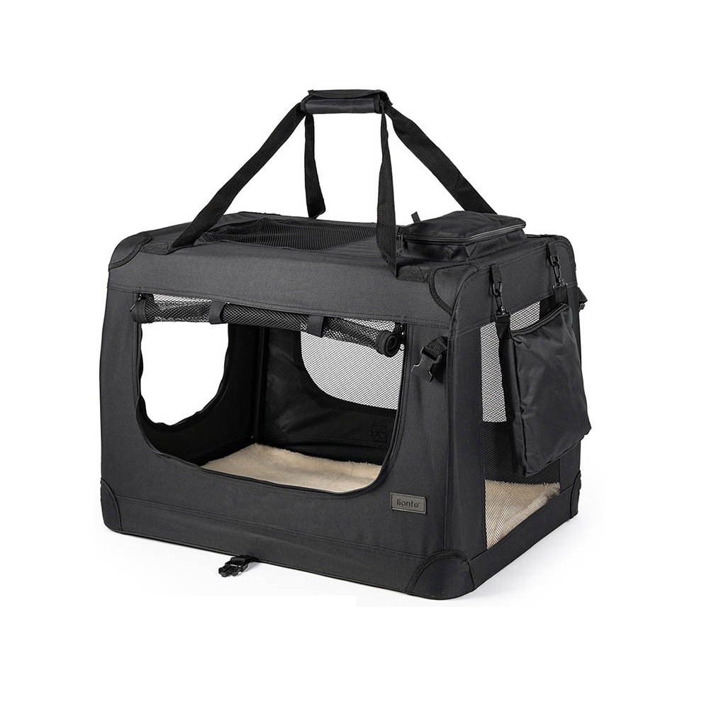 Lionto Hundetransportbox aus Textil, schwarz - B 42 x T 60 x H 44 cm Lionto Hundetransportbox aus Textil, schwarz - B 42 x T 60 x H 44 cm von Lionto