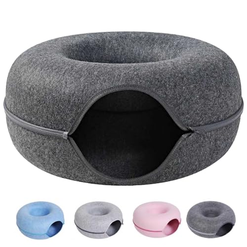 Meowmaze Cat Bed, Meowmaze Cat Tunnel Bed, Felt Cat Donut, Cat Donut Bed Tunnel, Washable Interior Cat Play Tunnel, Cat Cave for Indoor Cats (A,S) von Lipski