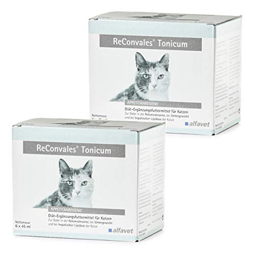 alfavet ReConvales Tonicum Katze, Doppelpack, appetitanregendes Ergänzungsfuttermittel zur Rekonvaleszenz und bei Untergewicht, 2 x 6 x 45ml von Alfavet