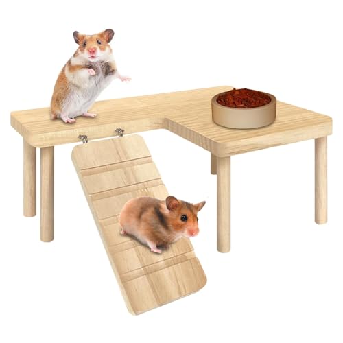 Hamsterhaus-Kletterleiter - Hamster-Rennmäuse-Mäusekäfig-Zubehör, Haus Spielzeug Holz Hamster Plattform Treppe Leiter | Hamster-Kletterspielzeug, Sprungbrett, Spielplatz für Hamster, Rennmäuse, von Liqzirtu