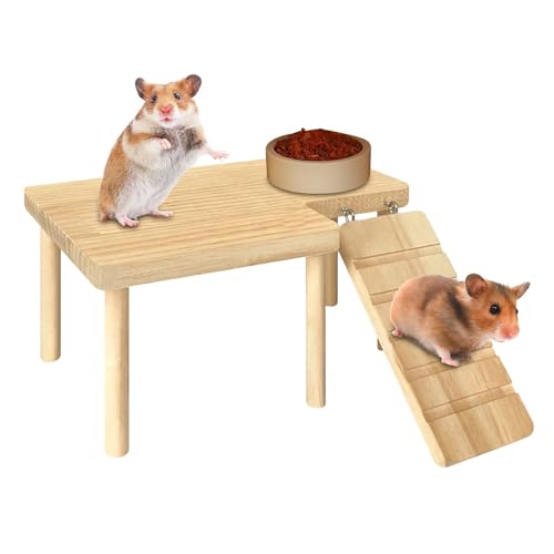 Hamsterhaus-Kletterleiter - Hamster-Rennmäuse-Mäusekäfig-Zubehör, Haus Spielzeug Holz Hamster Plattform Treppe Leiter | Hamster-Kletterspielzeug, Sprungbrett, Spielplatz für Hamster, Rennmäuse, von Liqzirtu