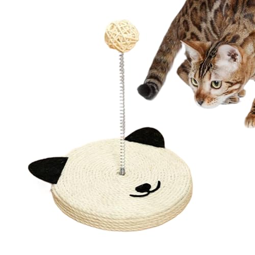 Katzenkratzbrett mit Ball, Sisal Cat Scratch | Katzenkopfform Interaktiver Sisalball,Protektor für Hausmöbel, Spielzeug für mentale körperliche Bewegung, eingebaute Glocke für Innenkätzchen von Liqzirtu