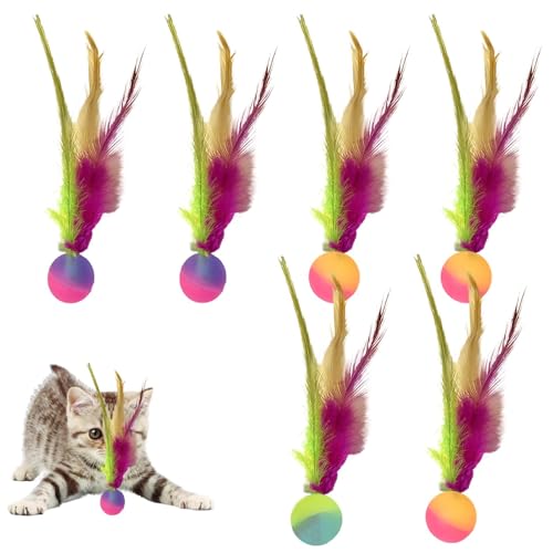 Liqzirtu Feder elastische Katzenkugeln, Feder elastische Kugeln Katzenspielzeug | Interaktive Hüpfbälle - Kätzchen Rolling Interactive Feder Bouncy Rolling Toys für Innenkatzen Haustiere von Liqzirtu