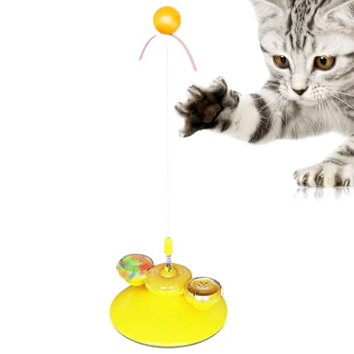 Liqzirtu Interaktiver Katzenstab, Katzenstabspielzeug | Katzen-Teaser-Stick mit Saugnapf und leuchtendem Ball,Lustiger Katzen-Teaser für Kätzchen-Übungen, Spielen, Haustier-Anreicherungsspiel von Liqzirtu